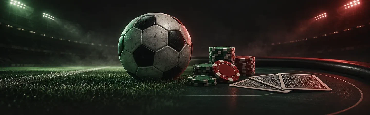 Composizione editoriale con calcio e tavolo da casinò